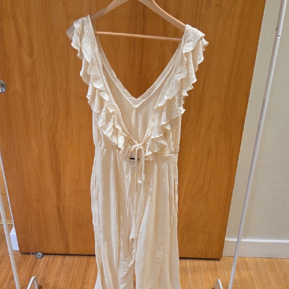 Cream Ruffle Jumpsuit - Picture 4 of 8